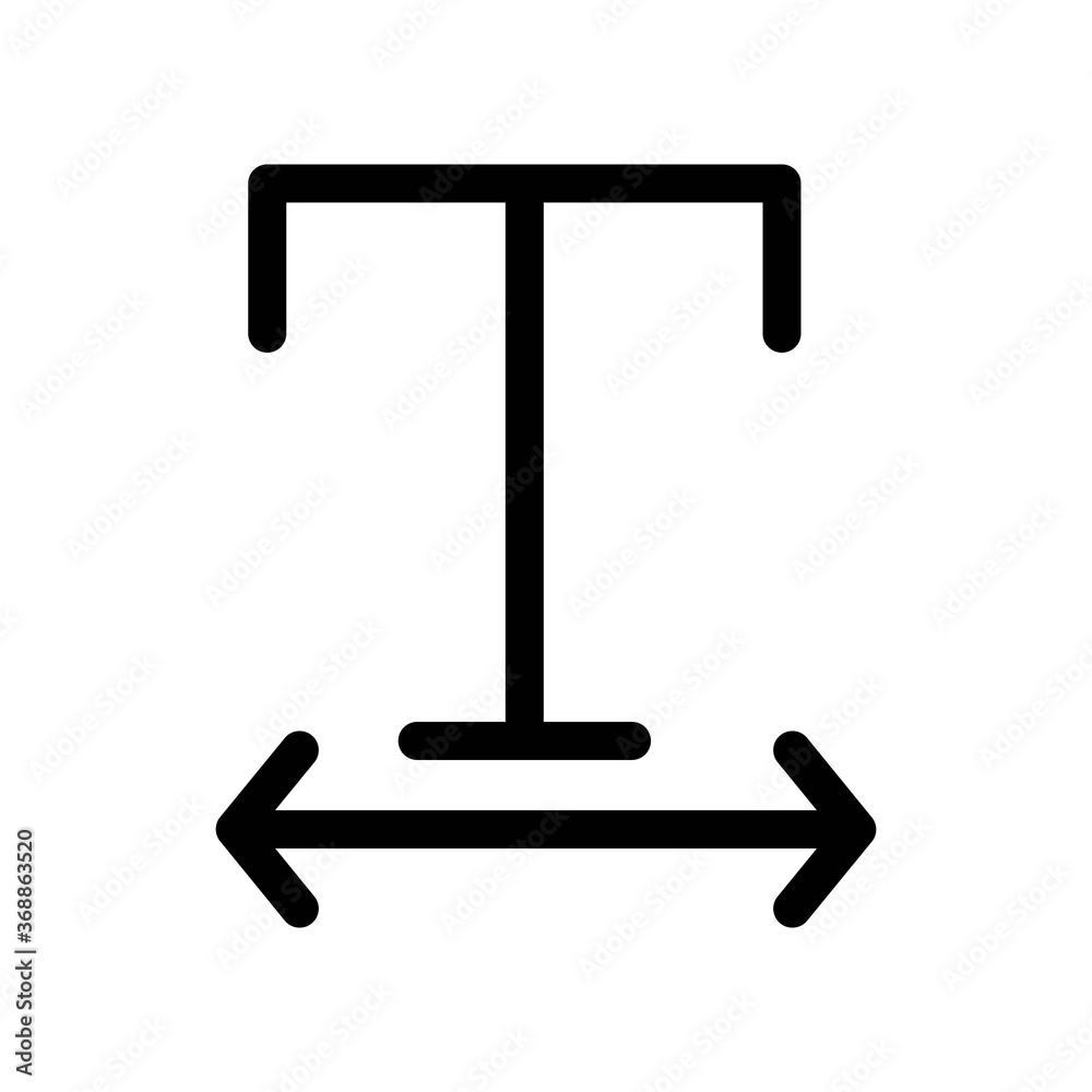 Adjust font width icon illustration in line design style. Text editor button sign.