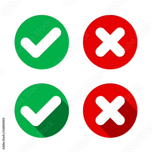 Tick and cross signs icon set