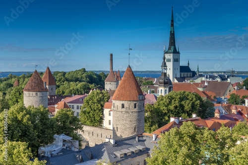 Skyline of the old town of Tallinn the capital, primate and the most populous city of Estonia. Located in the northern part of the country, on the shore of the Gulf of Finland of the Baltic Sea