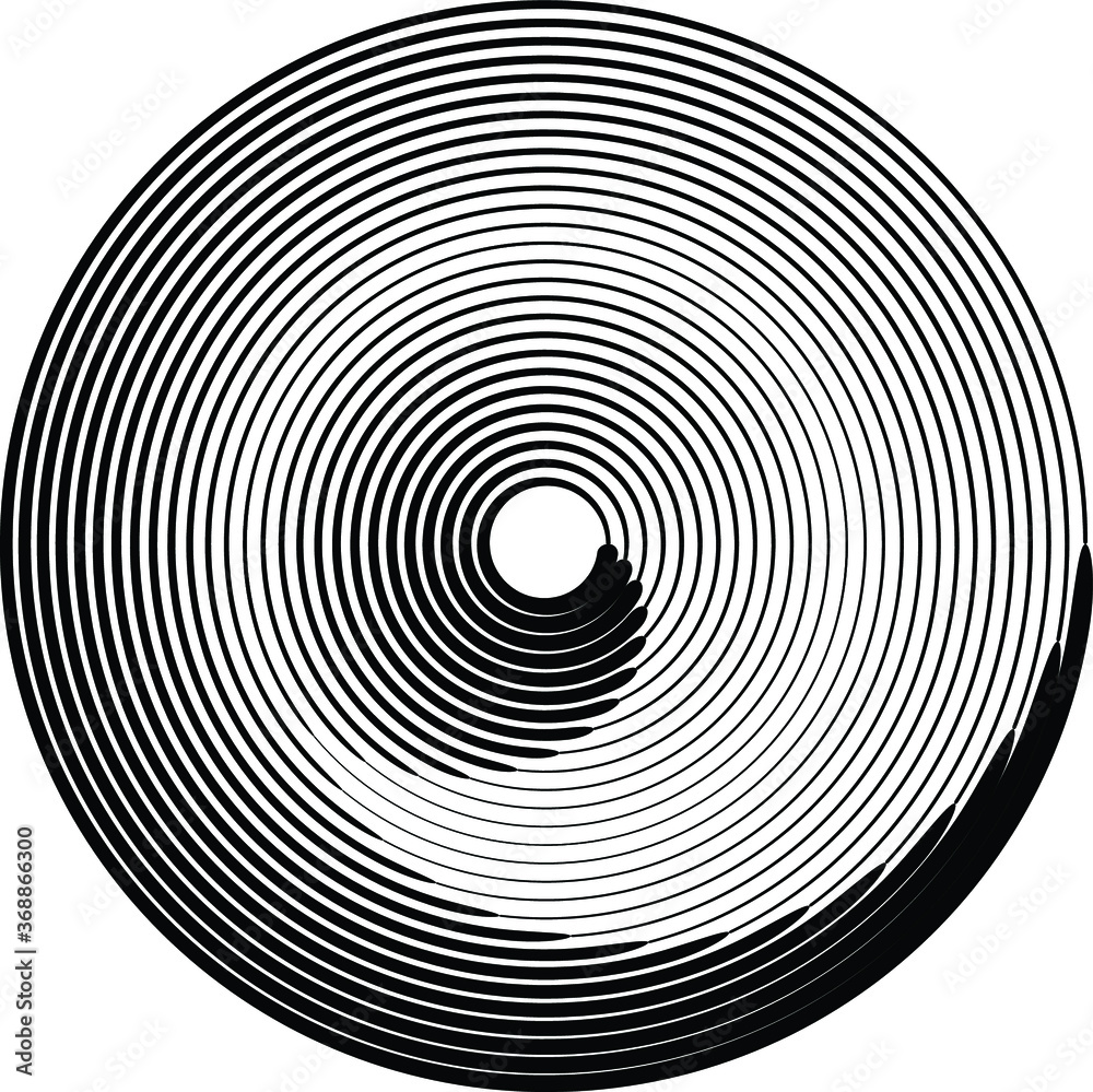 Fototapeta premium Lines in Circle Form . Spiral Vector Illustration .Technology round Logo . Design element . Abstract Geometric shape . Striped border frame for image