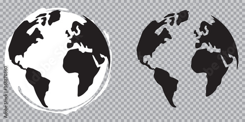 GLOBE TERRESTRE NOIR ET BLANC DESSINÉ