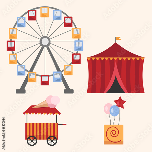 Amusement Park set elements vector