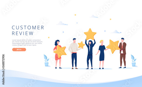 People holding stars. Customer reviews concept illustration concept illustration, perfect for web design, banner.