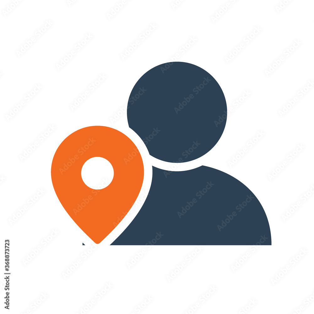 User profile with location mark line icon. Public place navigation, direction User profile with location mark line icon. Public place navigation, direction