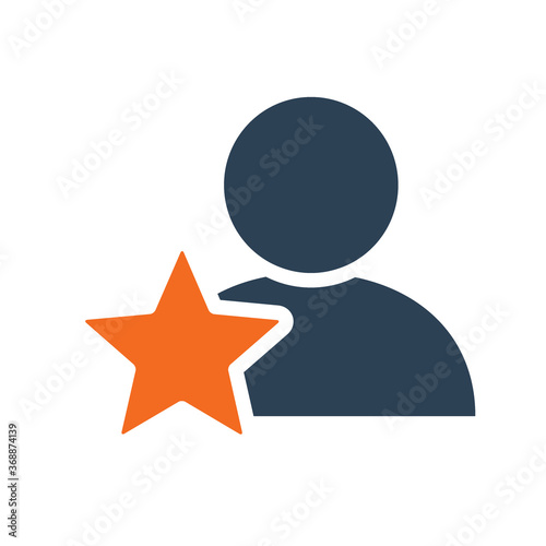 User profile with star line icon. Star rating, feedback symbol