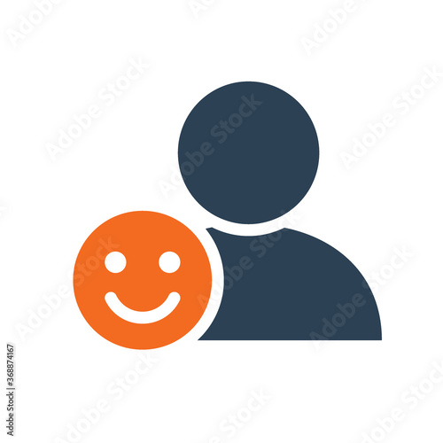 User profile with happy face line icon. Smile rating, feedback symbol