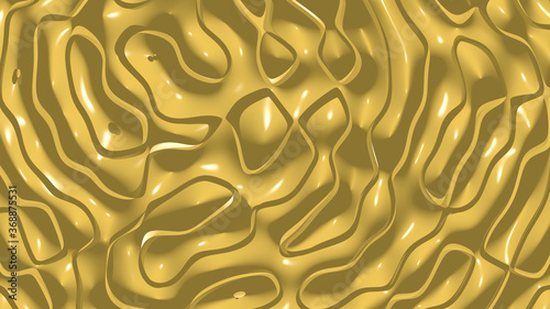 Simple light BRIGHT YELLOW (CRAYOLA) monochromic 3D abstract background image made of plain crackle patterns with shadow perspectives. illustration and color