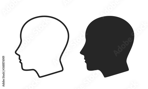 human head icon set. line and black person signs. web design symbols and infographic elements photo