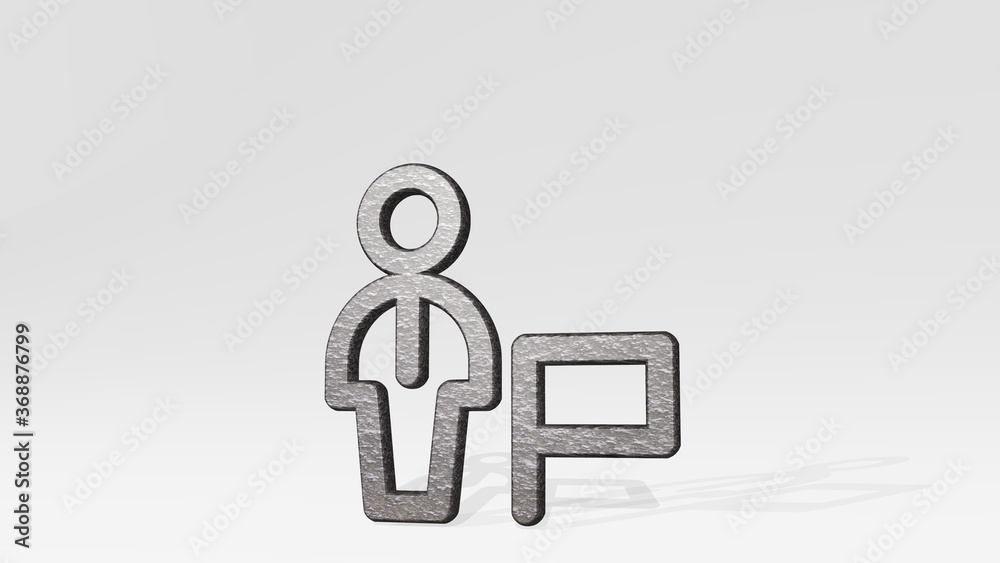 SINGLE MAN ACTIONS FLAG casting shadow from a perspective. A thick sculpture made of metallic materials of 3D rendering. illustration and background SINGLE MAN ACTIONS FLAG casting shadow from a perspective. A thick sculpture made of metallic materials of 3D rendering. illustration and background