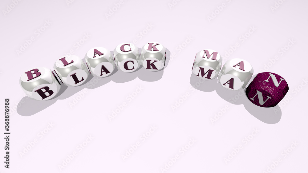 black man combined by dice letters and color crossing for the related meanings of the concept. background and illustration black man combined by dice letters and color crossing for the related meanings of the concept. background and illustration