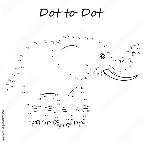 Connect the dots to reveal the elephant in this dot-to-dot challenge for kids. Printable worksheet.