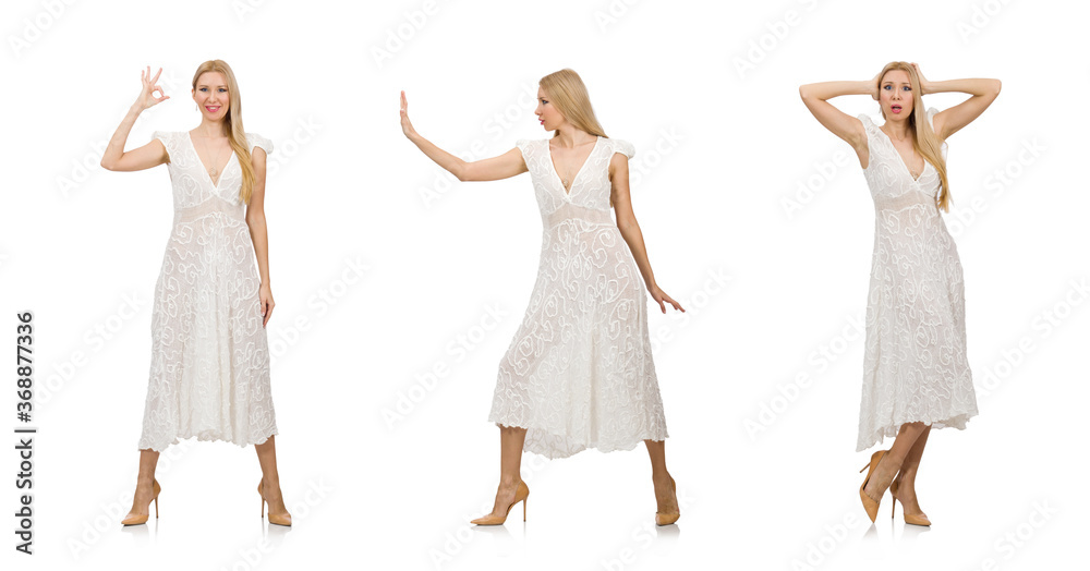 Woman in dress in fashion dress isolated on white Woman in dress in fashion dress isolated on white