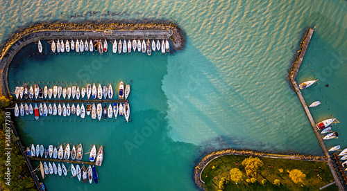 Aerial view on the port at lake Balaton