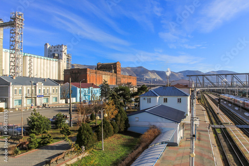 09.12.2012, Novorossiysk, Russia. Cityscape of historical Russian town at sunny day.