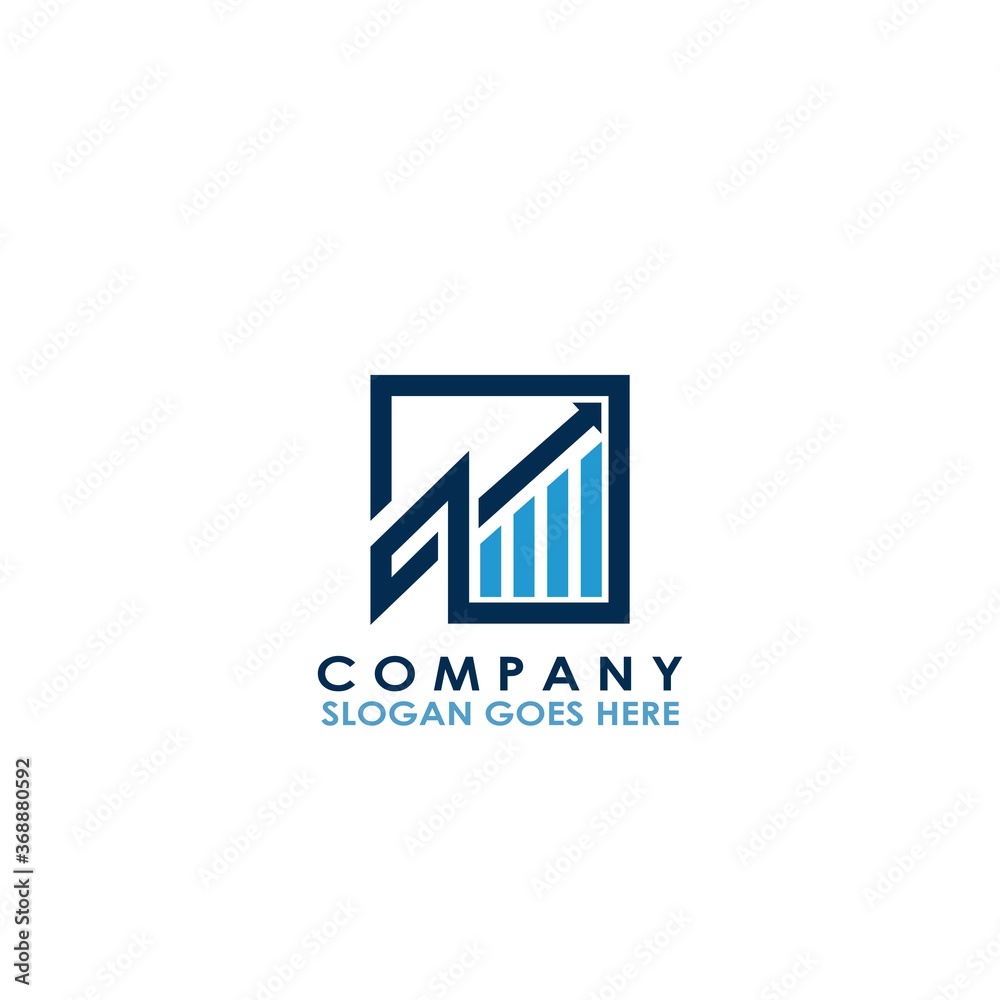 Square Arrow Chart with initial Letter A Logo design of chart with arrow for business, finance and company identity
