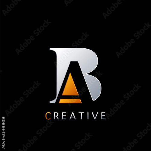 Modern Abstract Techno Letter B and A, BA Logo Vector Design Concept Negative Space Initial Letter Alphabet for business identity