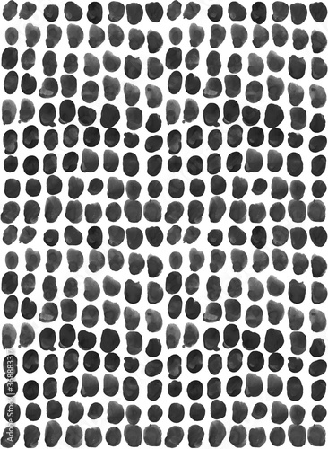 Animal print with dots. Simple black and white watercolor boho background, seamless pattern. Scandinavian style, design for wallpaper, fabric, textile, wrapping paper.