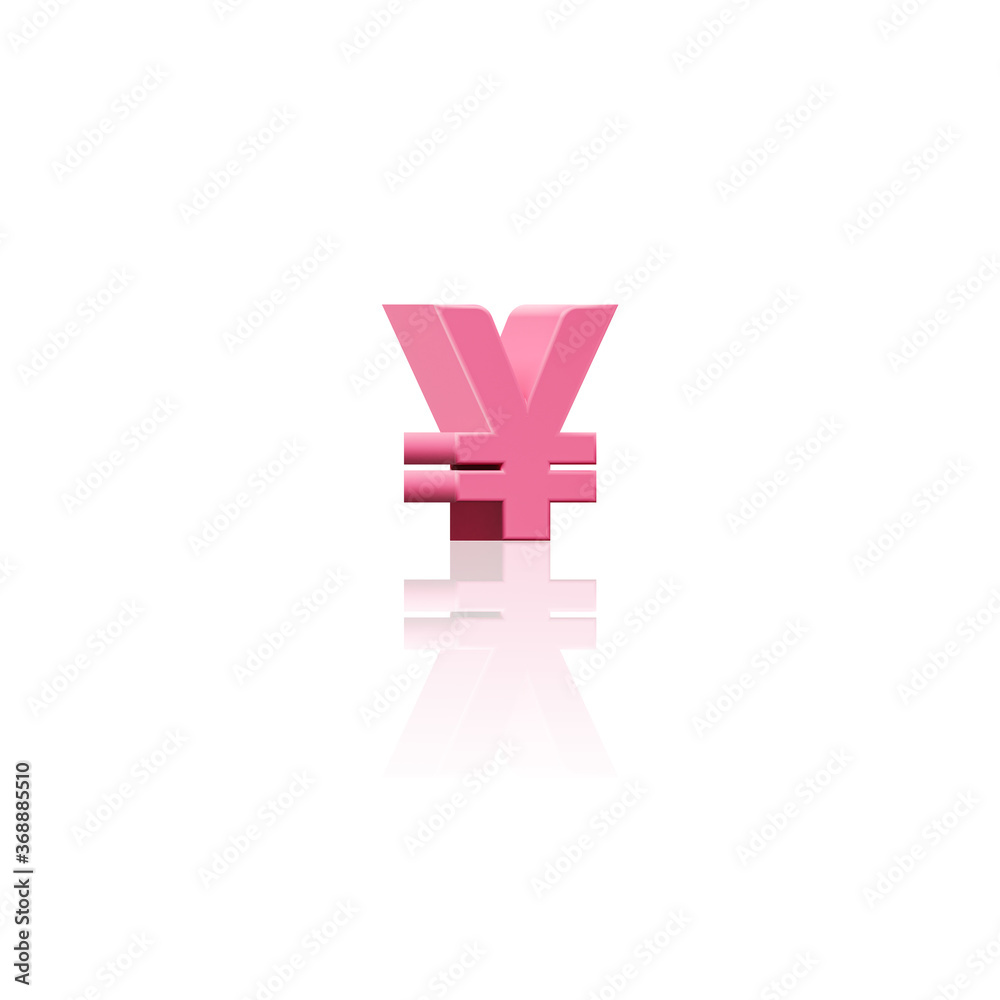 Obraz premium 3D Render of Pastel Pink Coloured Styled Yen Symbol