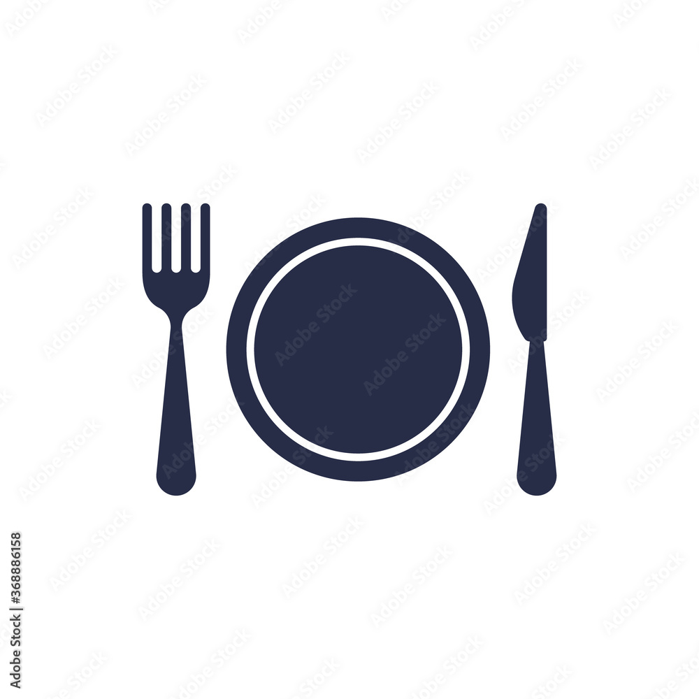 Plate fork and knife icon logo Plate fork and knife icon logo