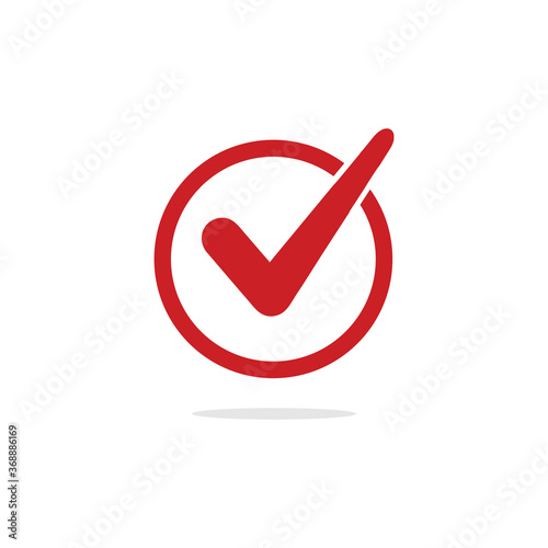Red check mark icon in a circle EPS 10