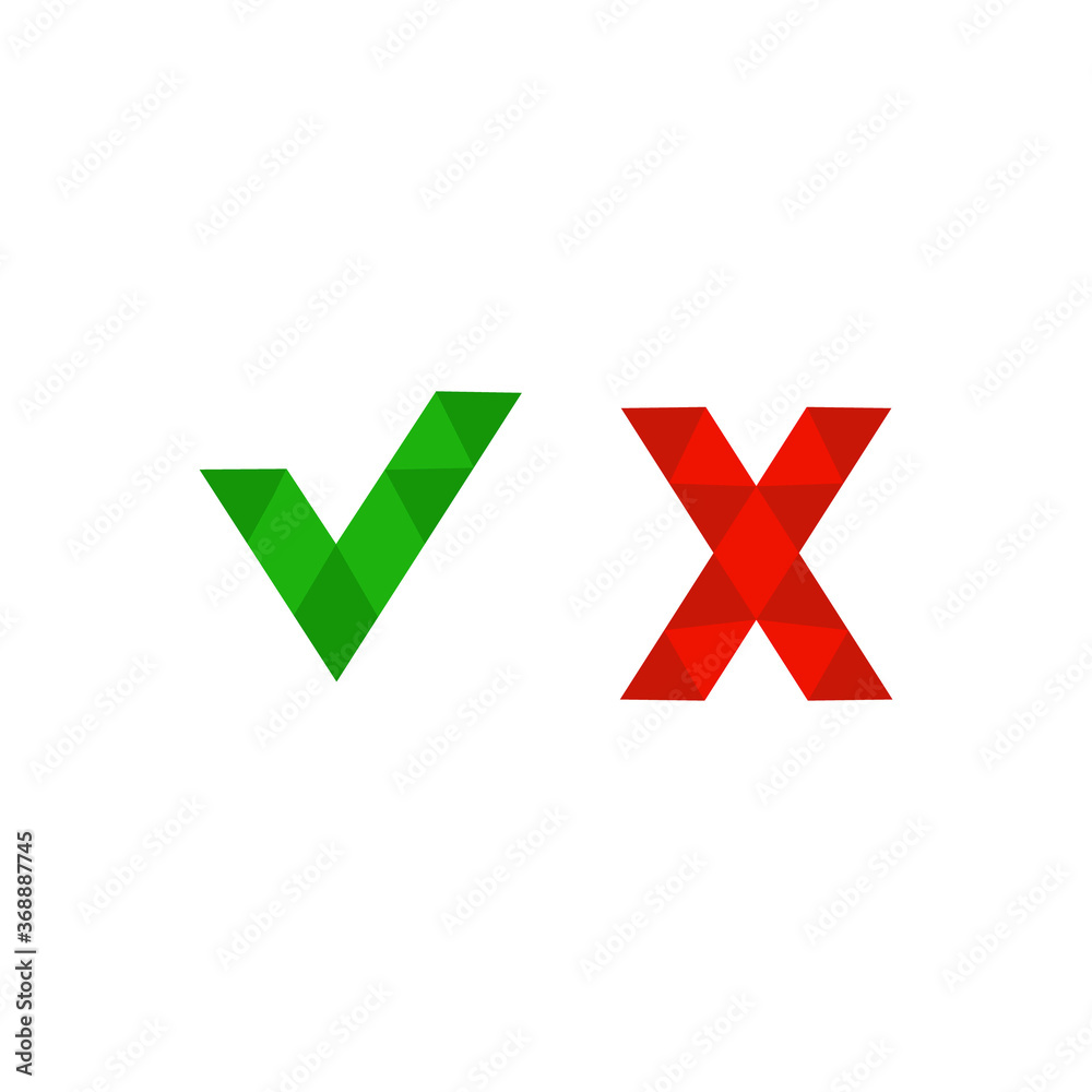 Red cross and green tick icon Red cross and green tick icon