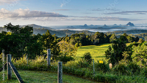The Glasshouse Mountains from Mary Cairncross Park; Sunshine Coast Hinterland, Queensland, Australia photo