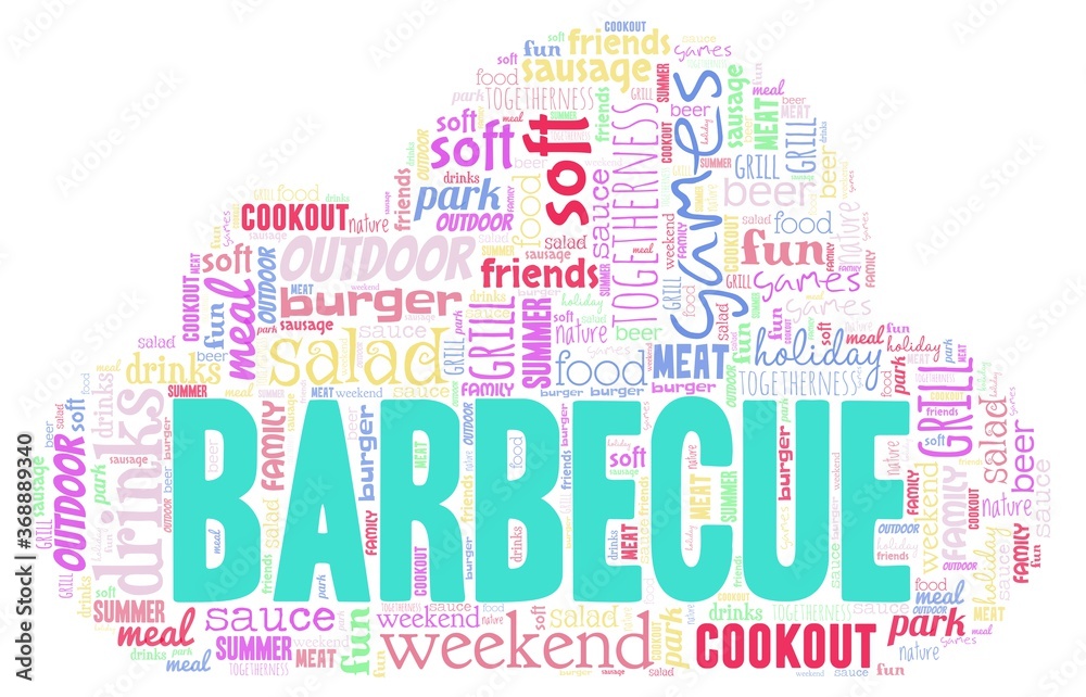Fototapeta premium Barbecue word cloud isolated on a white background