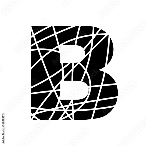 Letter B - fragmented mottled font - isolated, vector
