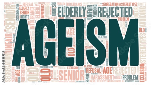 Ageism word cloud isolated on a white background