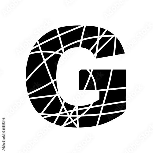 Letter G - fragmented mottled font - isolated, vector