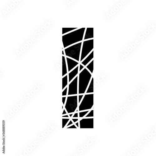 Letter I - fragmented mottled font - isolated, vector