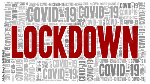 Coronavirus lockdown word cloud isolated on a white background