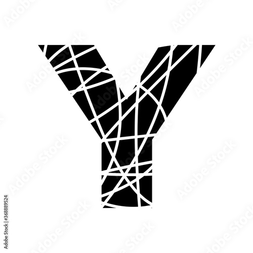 Letter Y - fragmented mottled font - isolated, vector