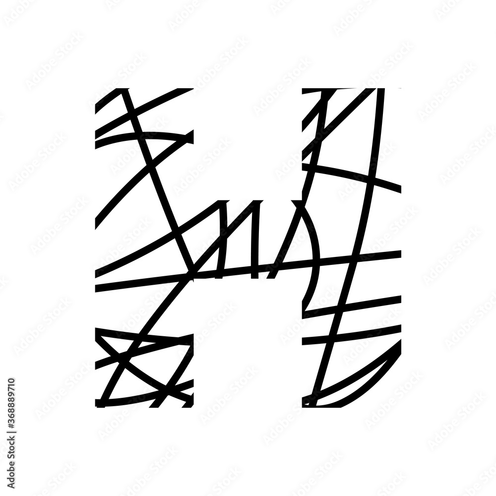 Letter H - bird nest mottled font - isolated, vector Letter H - bird nest mottled font - isolated, vector