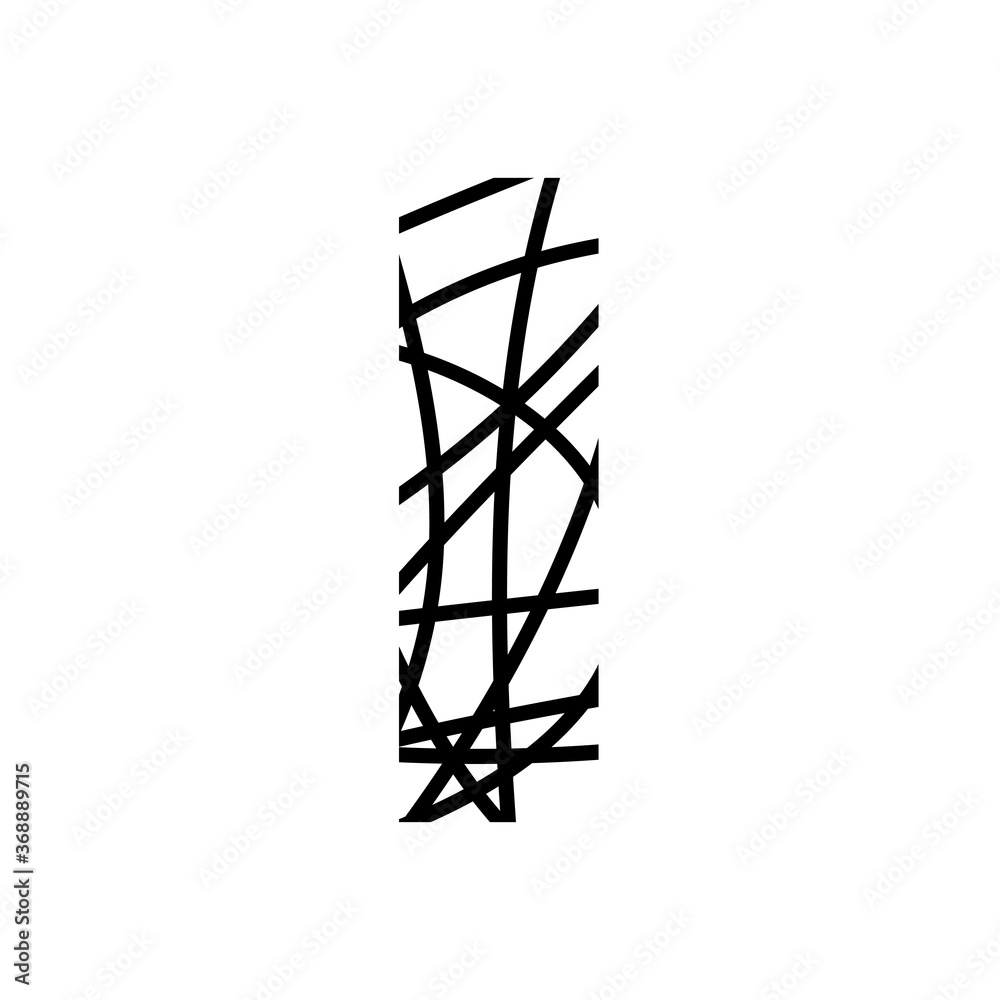 Letter I - bird nest mottled font - isolated, vector Letter I - bird nest mottled font - isolated, vector