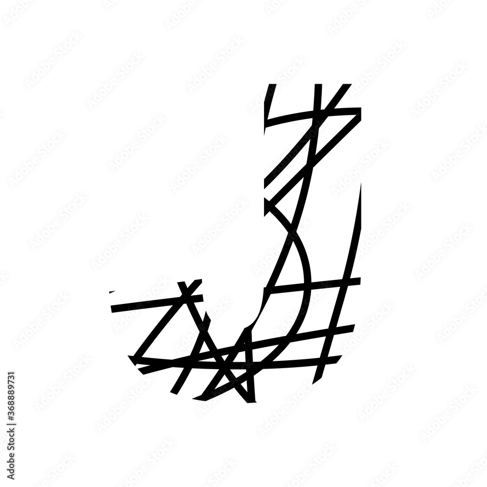 Letter J - bird nest mottled font - isolated, vector Letter J - bird nest mottled font - isolated, vector
