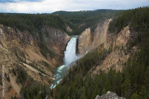 Upper falls as seen from Red Rock Point, Grand Canyon of Yellowstone, Yellowstone National Park, Wyoming, USA