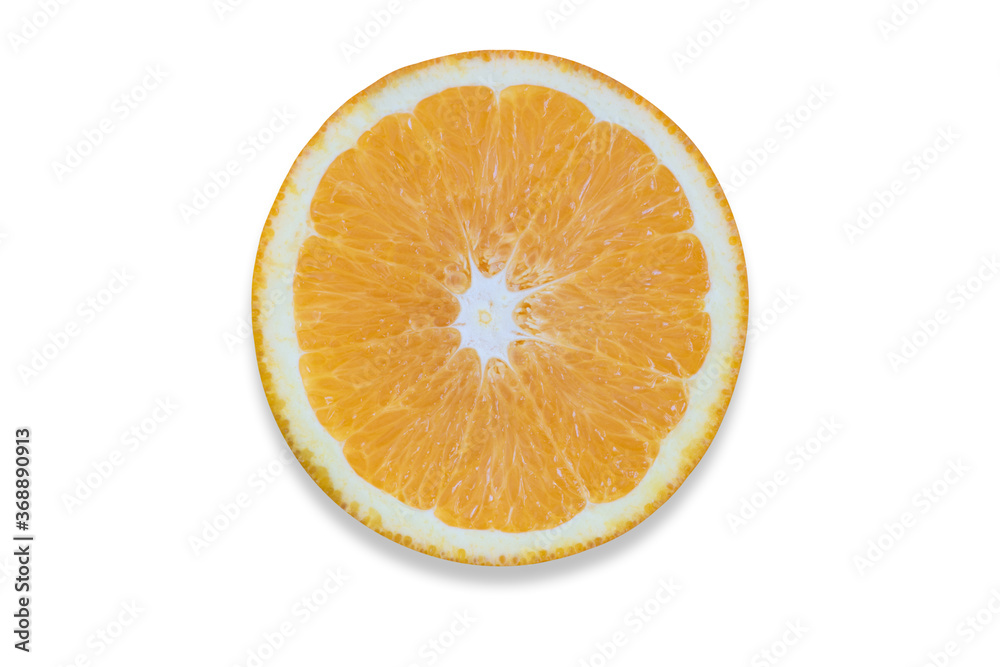 Ripe orange isolated on white background cut into pieces. Cut Path. Copy space. Ripe orange isolated on white background cut into pieces. Cut Path. Copy space.