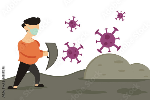 vector fight virus illustration - covid19