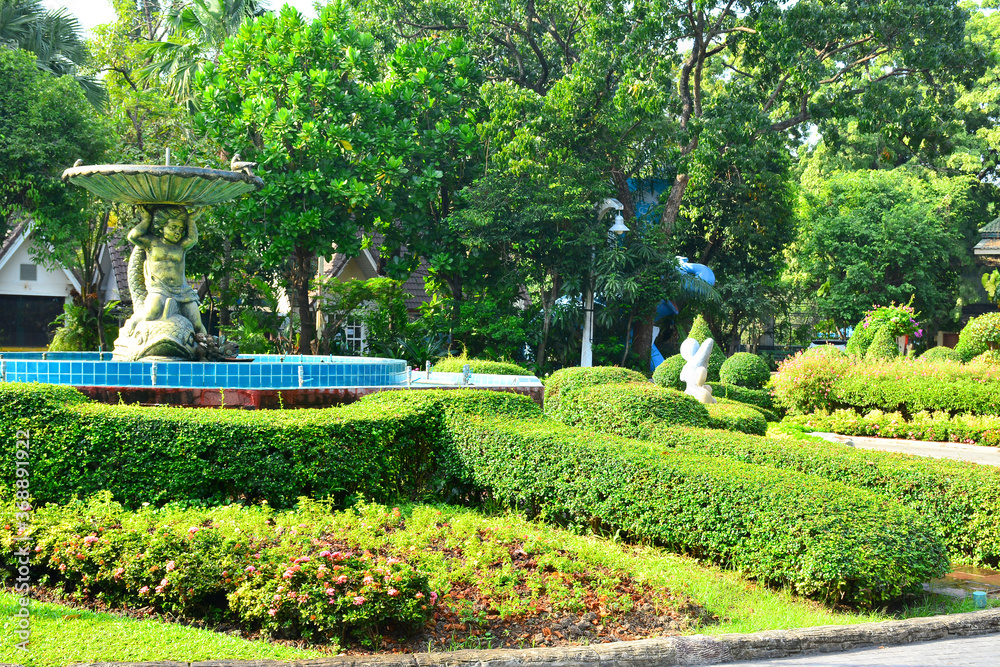 Water fountain at Dusit Zoo in Khao Din Park, Bangkok, Thailand Water fountain at Dusit Zoo in Khao Din Park, Bangkok, Thailand