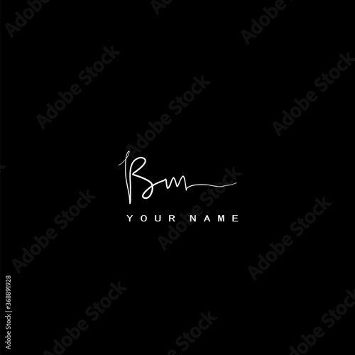 Signature Logo B and M, BM Initial letter. Handwriting calligraphic signature logo template design.