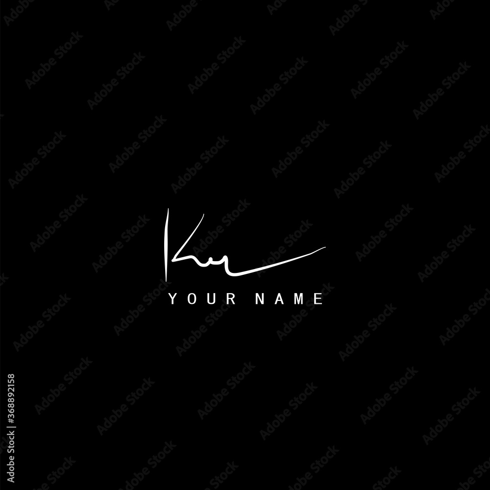 Signature Logo K and R, KR Initial letter. Handwriting calligraphic signature logo template design.