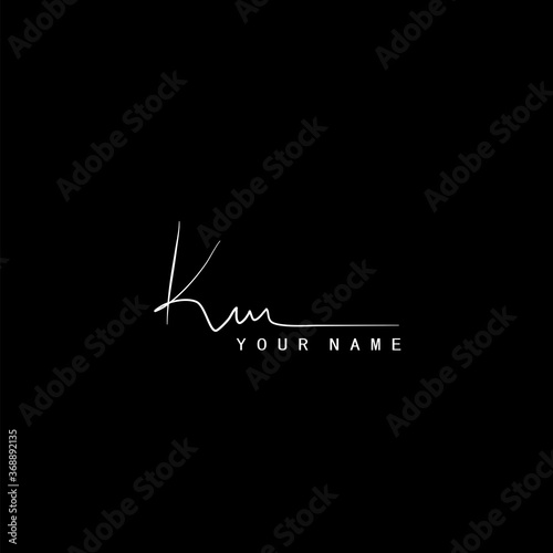 Signature Logo K and M, KM Initial letter. Handwriting calligraphic signature logo template design.