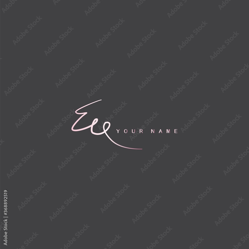 Pinky Signature Logo E and Q, EQ Initial letter logo sign. Handwriting calligraphic signature logo template design.