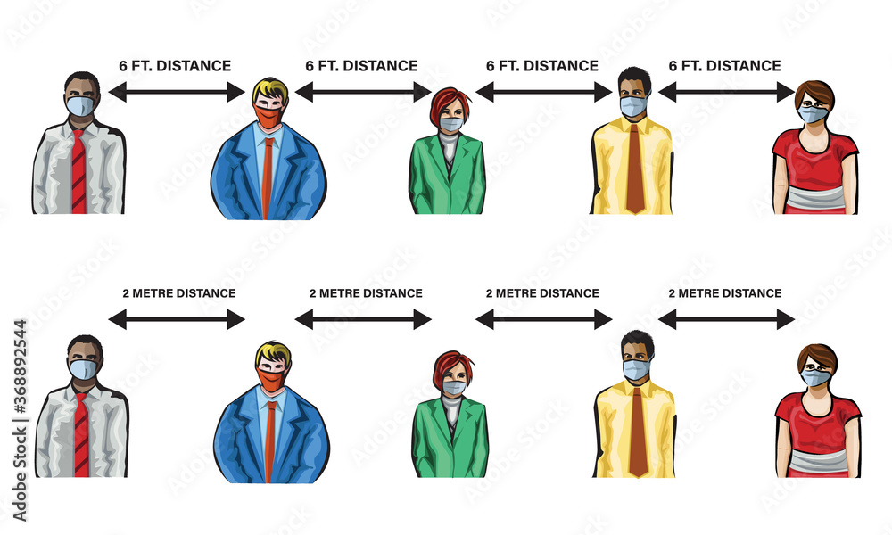 set of business office people in mask social distancing pandemic multi ethnicity mixed genders colored set of business office people in mask social distancing pandemic multi ethnicity mixed genders colored
