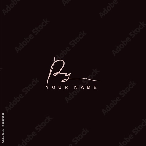 Signature Logo R and Y, RY Initial letter logo sign.