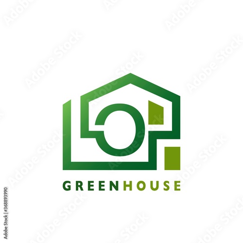 Green House O Letter Logo Line Template Design for Building Real Estate Business Identity Logo Icon.