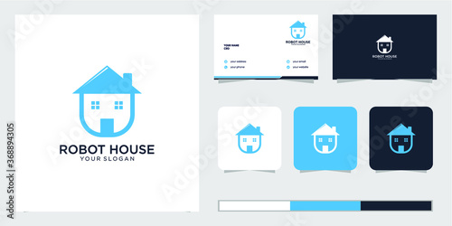 robot house logo design template