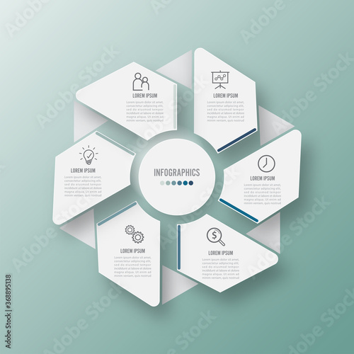 Vector illustration infographics 6 options. Template for brochure, business, web design.