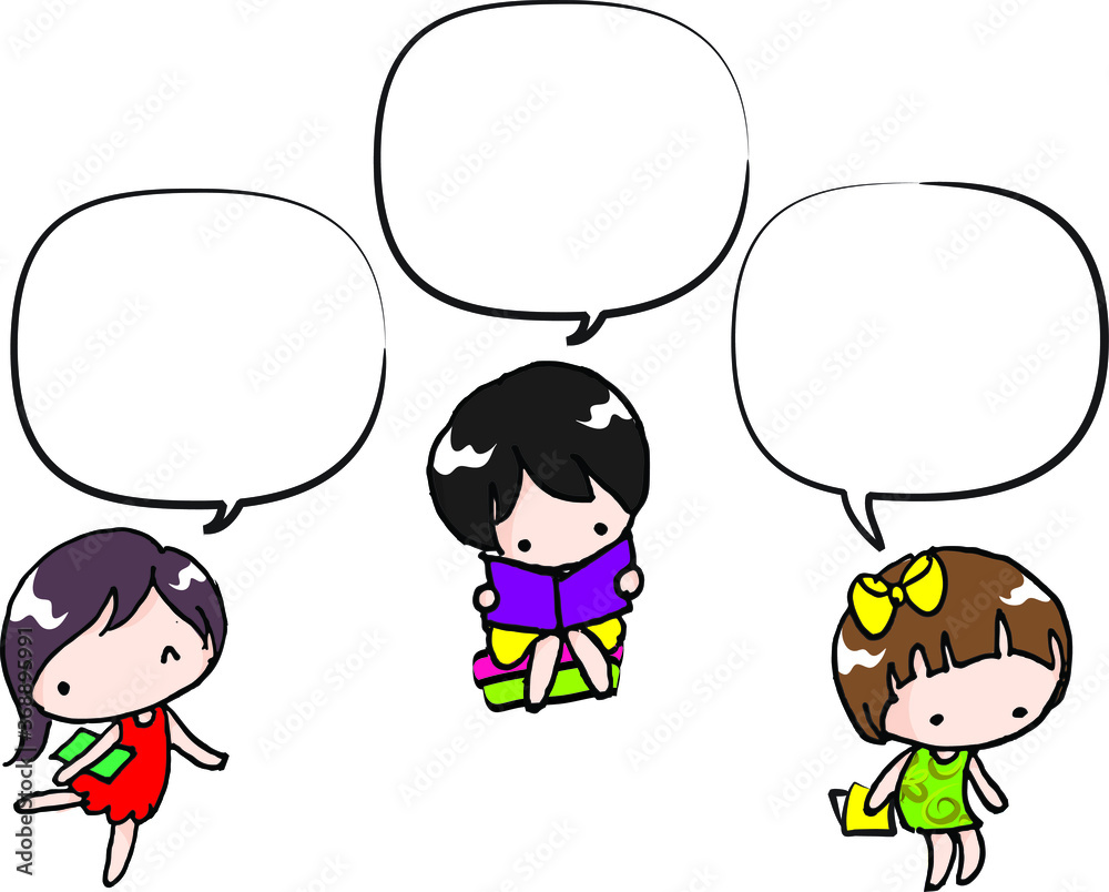 vector cartoon boys and girls reading with speech bubble vector cartoon boys and girls reading with speech bubble